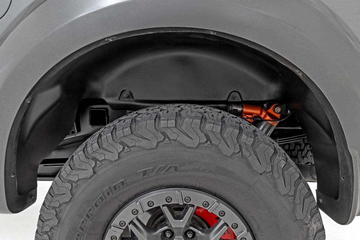 Ford F-150 Raptor Rear Wheel Well Liners - Rough Country - All-Black - 4WD - '17-'20